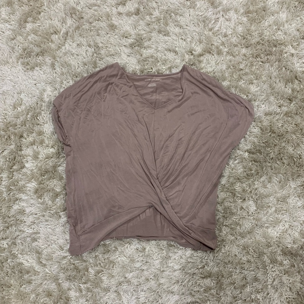 american eagle soft tee with tie in the front